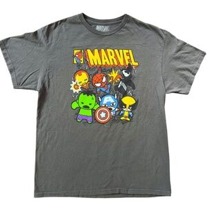 Marvel Avengers Cartoon Heroes Chibi Baby Character Graphic T-Shirt Men's Size L